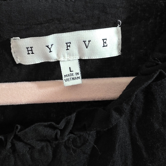 HYFVE Womens Black Mini Tiered Dress with Ruffle Sleeves Sz Large - Picture 3 of 6